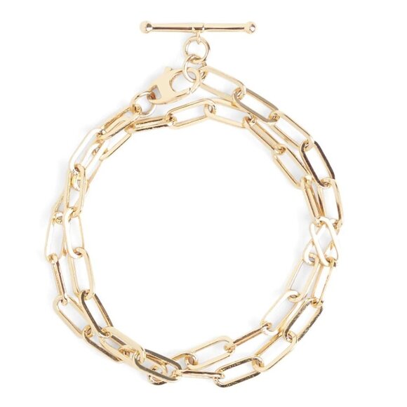 NWT LOREN STEWART X CURATEUR 15" Double Wrap Gold Toggle Bracelet - Picture 1 of 3